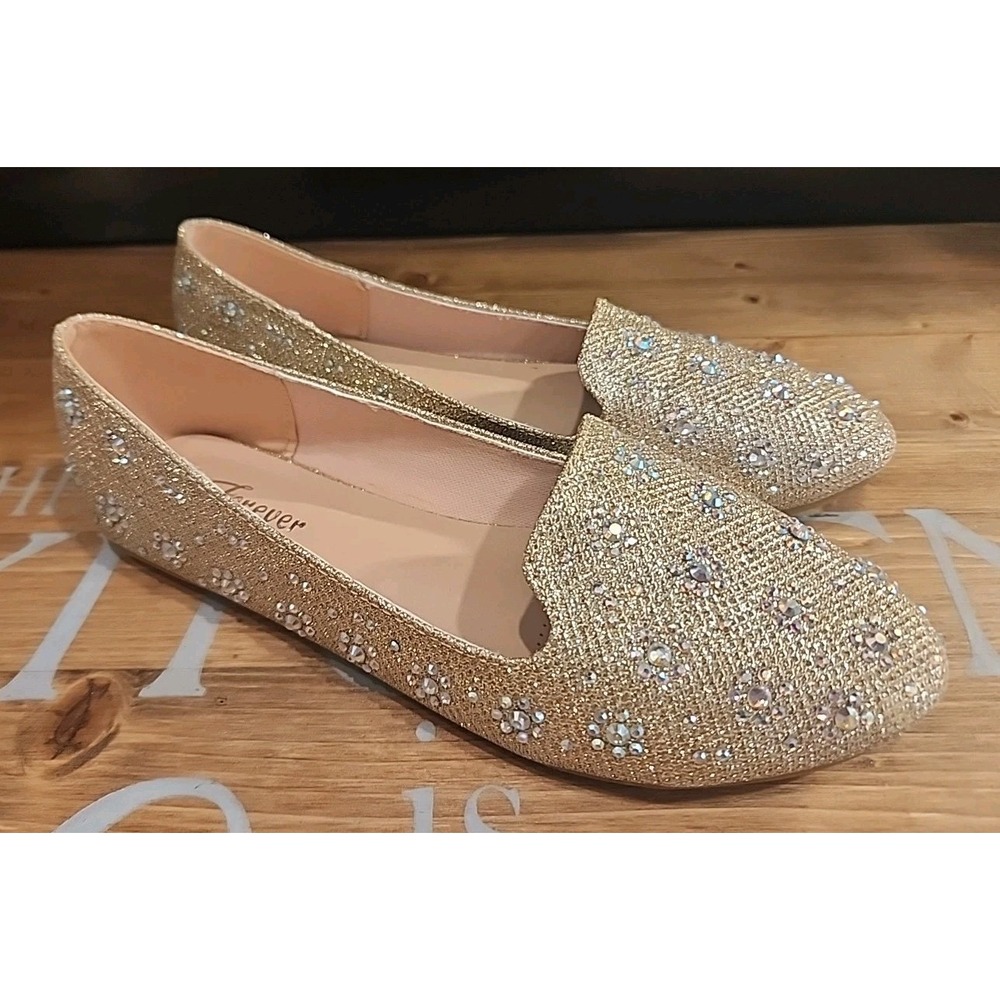 Women Forever Rose‎ Gold Glitter Flat New Shoes 5 - Picture 2 of 6